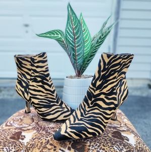 Sam Edelman Women's Zebra-Striped Cow Hair Ankle Booties size 8.5